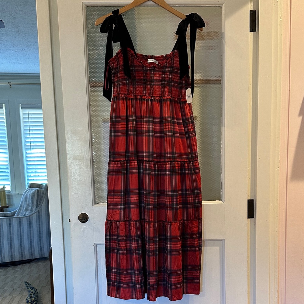Altar'd State Red and Black Plaid Maxi Dress